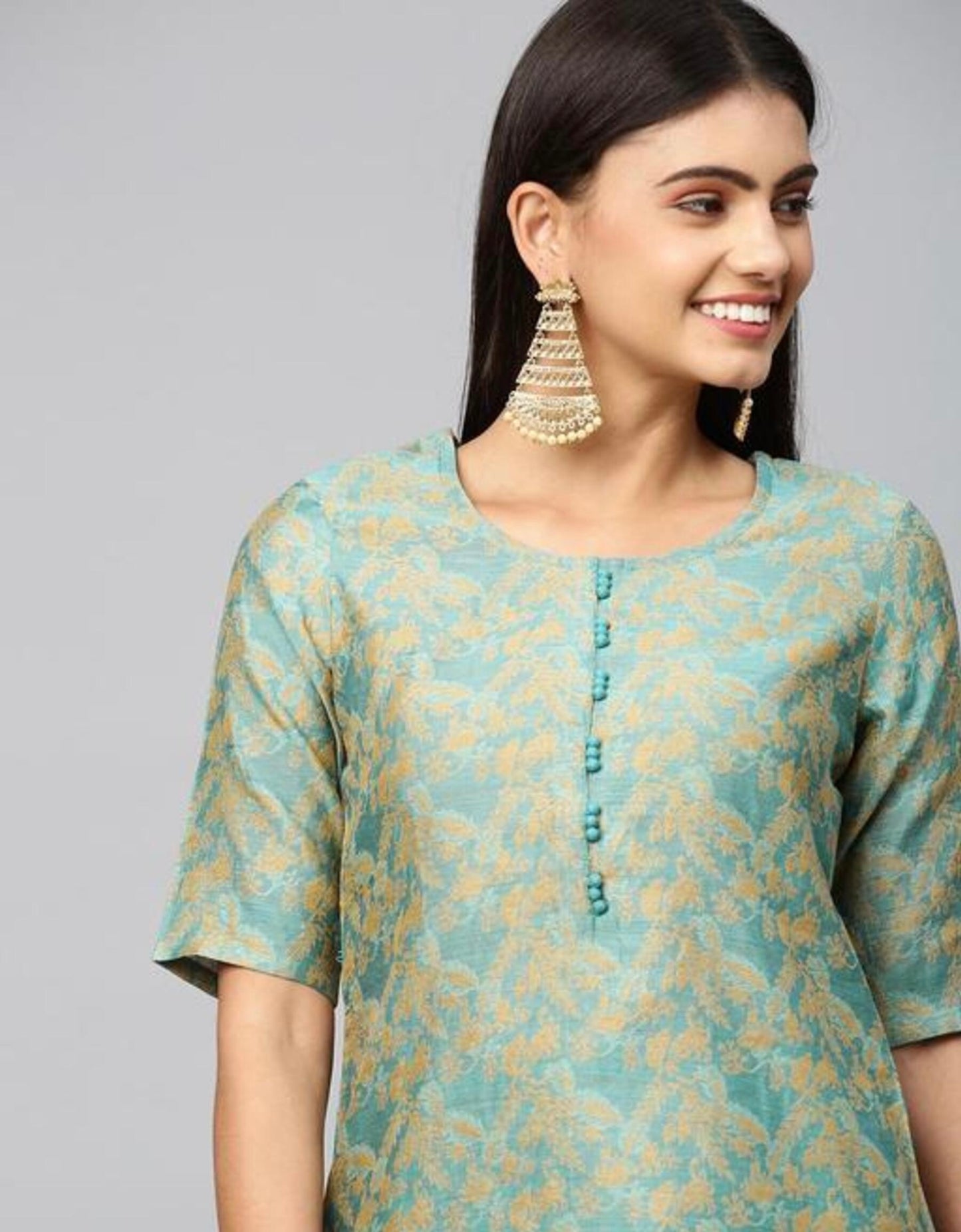 Banarasi Sea Green Kurta Set With Dupatta