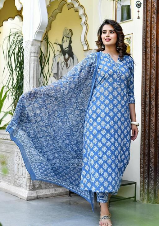 Blue Jaipur Cotton Kurta Set