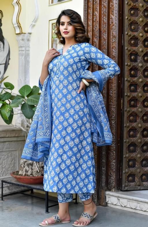 Blue Jaipur Cotton Kurta Set